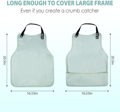 Leekalos 3 Pack Large Adult Bibs, Adjustable Reusable Waterproof Washable Dining Clothing Protector with Crumb Catcher