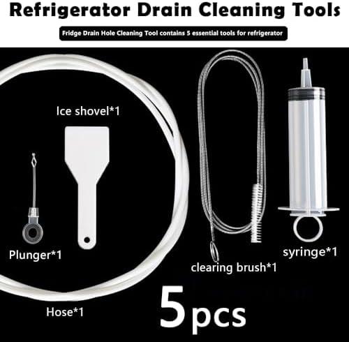 5pcs Refrigerator Drain Cleaning Tool, Reusable Fridge Dredging Kit, Remover Cleaning Tool for Refrigerator Drain Hole, Perfect Water Line Buddy for Drain Cleaning in Our Home