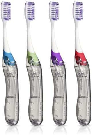 GUM Folding Orthodontic Travel Toothbrush, 125PQA, Compact Head + V-Trim, Professional Sample, Pack of 12