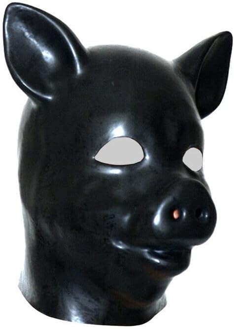 Latex Pig Animal 3D Heavy Mold Mask - Full Cover Hood with Zip