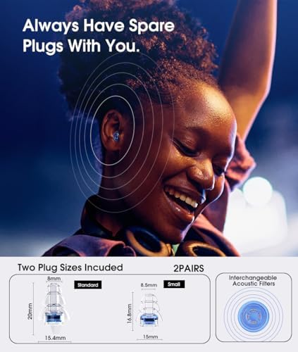 Hearprotek Concert Ear Plugs, 2Pairs Reusable high Fidelity Musician Ear Plugs for Concerts Loud Music-Noise Reduction Ear Protection earplugs for Rave,Festival,Music,Tinnitus Relief
