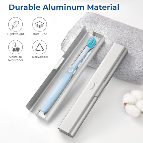 Aluminum Toothbrush Travel Case, Portable Travel Toothbrush Holder, Durable Manual Toothbrush Box Container for Traveling, Bathroom, Camping, Business Trip-1Pack Silver