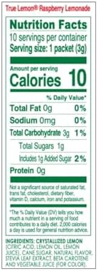True Citrus Raspberry Flavored Lemonade Drink Mix, Non GMO, 10 Counts, 1.06 Ounces (Pack Of 12)