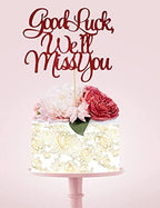 Starsgarden Red Glitter Good Luck,We'll Miss You Cake Topper, Retirement Cake Topper, Farewell Party Decoration, Retirement Party Decorations(Red We'll Miss U)