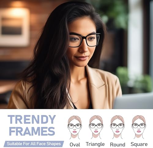 Reading Glasses for Women, 3 pack Fashion Oversized Blue Light Readers for Women, Spring Hinge Cat Eye Glasses Anti Eyestrain (A1 Black Tortoiseshell Purple, 1.25)