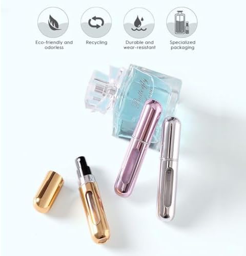 Travel Perfume Bottle Refillable - 5ml Mini Portable Perfume Atomizer Sprayer, Leak-Proof Design, Pack of 8 with Color Options