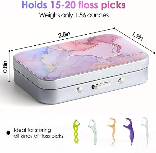 Dental Floss Portable Case, Easy to Store Floss Picks of Various Sizes, Portable Dental Floss Dispenser is Perfect for Travelling, Hotels, Dinners, Appointments.Pink Marble