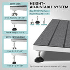 Threshold Ramps for Wheelchairs, Adjustable Height 1.8"–5.3" and 24"×36" Platform Aluminum Wheelchair Ramp, Door Threshold Ramps with a Non-Slip Thick Door Mat for Scooters, Power Chairs, Cart