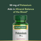 Nature's Bounty Potassium 99mg, Supports Fluid Balance and Muscle Activity, Involved in Normal Heart Function, Potassium Gluconate Dietary Supplement, Gluten Free, 1 Per Day, 100 Vegetarian Caplets