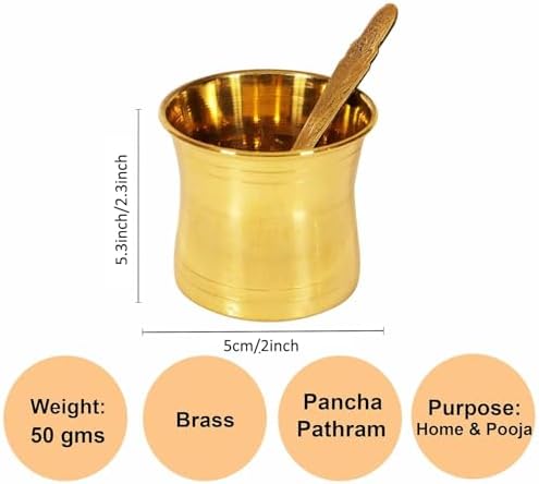Eternals Brass Panchapatra Panchpathiram Panchapalli for Pooja/Worship - Designed Panchamurt Set.