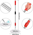 Mop and Bucket Set, 360° Spin Mop and Bucket with Wringer Set and 3 Microfiber Mop Refills, Stainless Steel 61" Extended Handle Spinning Mop Bucket System for Floor Cleaning