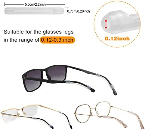 SMARTTOP Silicone Eyeglasses Temple Tips Sleeve Retainer, Anti-Slip Elastic Glasses Ear Grip Comfort Eyeglasses Retainers Behind The Ears for Reading Glasses Sunglasses