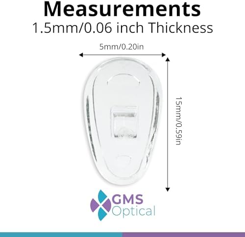 GMS Optical® Soft Screw-in Silicone Symmetrical Shape Eyeglass Nose Pads - 10 Pair (15mm)