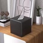 Tissue Box Cover, Square Facial Tissue Holder Storage for Bathroom Vanity, Countertops, Dressers, Night Stand, Parlors and Offices - Black