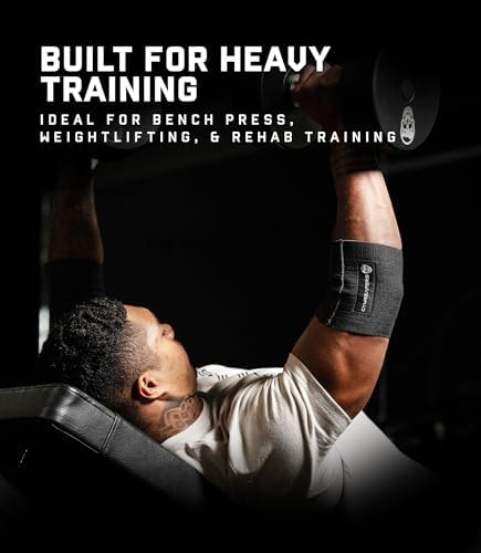 Gymreapers Elbow Compression Cuff for Weightlifting, Powerlifting – Support & Relief for Tendonitis, Stability, Tennis Elbow, Strength Training & Injury Recovery (Black, 9")