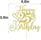Happy 25th Birthday Cake Topper Gold Glitter Hello 25th Birthday 25 Anniversary/birthday party decoration gift plugin (25)