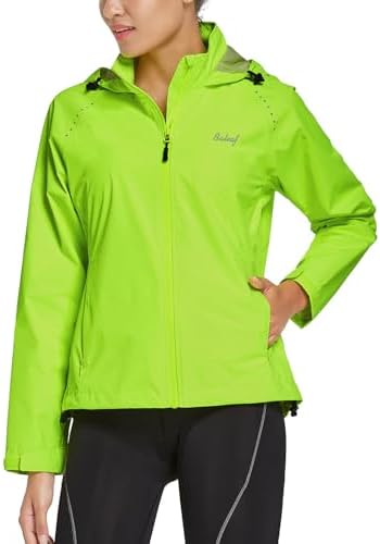 baleaf Women's Rain Jackets Waterproof Windbreaker Packable Running Lightweight Cycling Jacket Reflective Hooded