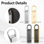 Zipper Pull Replacement, 8 Pcs Metal Zipper Pull Tab Repair Kits for Luggage, Jackets, Purse, Backpack, Coat, Suitcase, Boot(Silver, Bronze, Gold, Gun Black/Large)