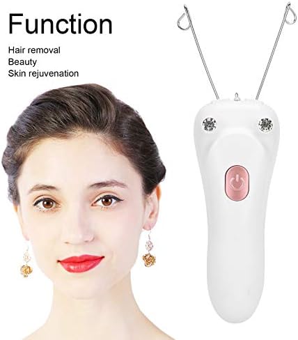 Ladies Facial Hair Remover, Electric Facial Hair Remover for Women USB Rechargeable Thread Epilator Cotton Threading Hair Removal with Cotton Thread and Pearl Powder for Face Arms Legs(Pinks)