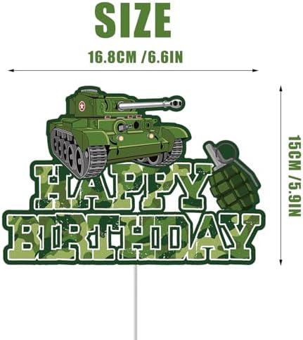1 PC Camouflage Cake Topper Camo Green Happy Birthday Cake Decoration for Army Soldier Military Theme Baby Shower Supplies
