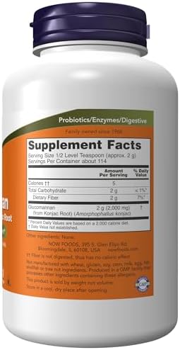 NOW Foods Supplements, Glucomannan (Amorphophallus konjac) Pure Powder, Supports Regularity*, Healthy Weight Management*, 8 Ounce (Pack of 1)