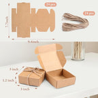 Naler 24 Pcs Small Gift Boxes with Ribbon - 3x3x1.2in Mini Kraft Boxes for Crafts, Sturdy Cardboard Boxes for Packaging Small Business, Handmade Jewelry, Party Favors(Brown)