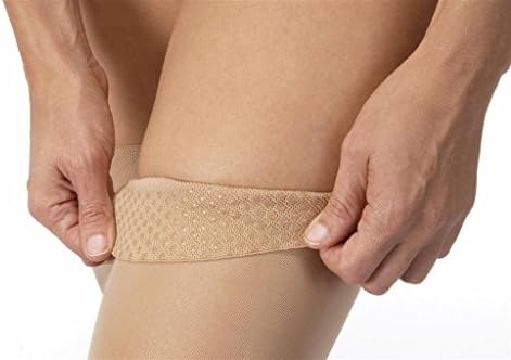 JOBST UltraSheer Thigh High with Silicone Dot Top Band, 20-30 mmHg Compression Stockings, Closed Toe, Small, Natural
