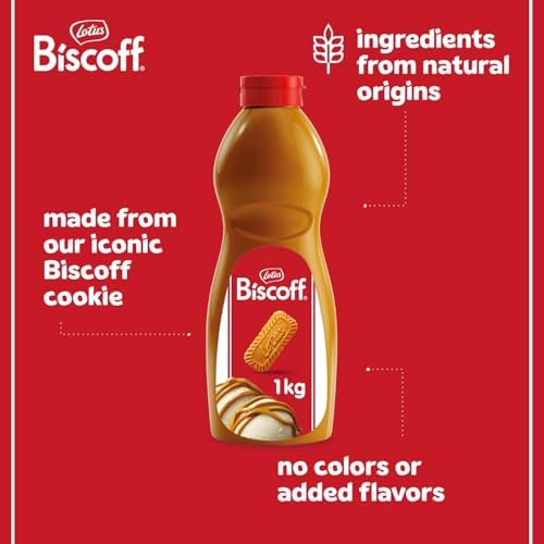 Lotus Biscoff - Spread Topping - Product of Europe (EXP. DATE = DD-MM-YY) - Vegan - Biscoff Cookie Butter Syrup - 2.2lb (Pack of 1) - Non GMO