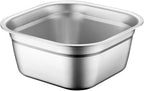 10.6" Square Stainless Steel Dish Pan for Sink - Large Washing Up Bowl and Vegetable Basin - Deep Sink Pan for Kitchen Soaking, Baby Bottles & Pet Feeding (27cm Silver)