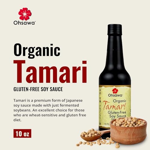 Ohsawa Organic Tamari, Traditionally Brewed in Cedar Kegs for Extra Flavor - Japanese Soy Sauce, Low - Sodium, Gluten-Free, Vegan, Kosher - 10 oz