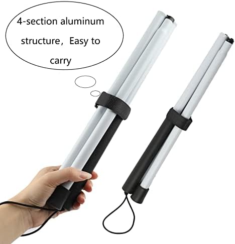 Folding Blind Cane Walking Stick with Red Reflective Tape for The Blind and Visually Impaired People,48 inch Collapsible Non-Slip Aluminum Cane