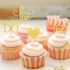 24 Pack We Still Do Cupcake Toppers Glitter Love Heart Marriage Anniversary Cupcake Picks Bridal Shower Wedding Engagement Birthday Cake Decorations Supplies Gold