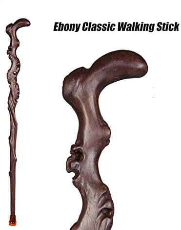 Bahu Wood Carved Crutch, Handmade Wooden Cane for Men and Women, Fashionable Comfortable Handle Walking Sticks, Retro Cane, Exquisite Carving Walking Canes as Gift (Brown1) (BH-1)