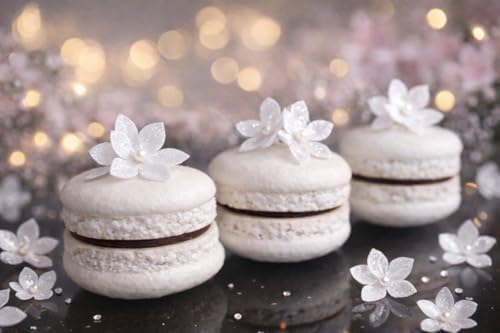 x100 Jasmine Shiny Pearl Handcrafted Edible Wafer paper/Rice paper 100 PK flower topper for cakes/wafer flower/winter wedding cake topper/cupcake topper