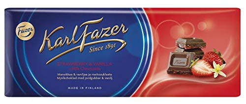 9 Bars of Karl Fazer Strawberry & Vanilla in Milk Chocolate