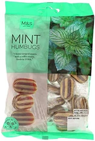 Mint Humbugs | Classic Striped Sweets with a toffee centre | 225g (pack of 3)
