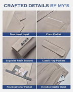 MY'S Men's 2 Piece Slim Fit Suit, One Button Jacket Pants Set with Tie