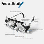 Adjustable Optical Trial Lens Frame, PD 48-80mm, Lightweight Alloy Optometry Frame with Adjustable Temples, Nose Bridge, and 4-Slot Insert Lense