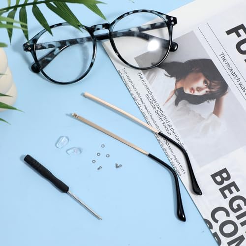 1 Pair Glasses Repair Kit with Screws Arm Replacement Sunglass Parts Arms Screw Glass Screwdriver Eyeglass Legs Temples(Golden)