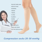 VARCOH Compression Socks for Women, Improve Varicose Veins, Leg Blood Circulation, 15-20 mmHg, Solid Color, Nylon/70%, Spandex/30%