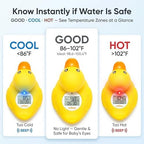 Baby Bath Thermometer with Smart Temperature Alert, Accurate Digital Water Thermometer, Adjustable High Temp Alert for Newborns, Floating Duck Toy with Timer, LED & Sound Alarm, BPA-Free, Waterproof