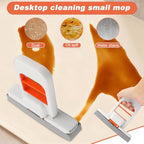 2PCS Mini Foldable Desktop Mop, Handheld Self-Squeeze Portable Cleaning Sponge Mop, Wet and Dry Cleaning Mini Mop for Kitchen Counter, Bathroom (4 Sponge Head)