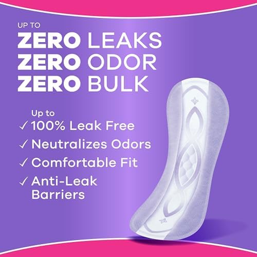 Always Discreet Incontinence Panty Liners for Women with Bladder Leaks, Size 2, Very Light Absorbency, Up to 100% Bladder Leak Protection 69 CT