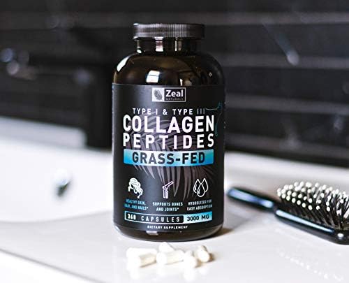 Collagen Peptides Capsules 360 Count - Grass Fed Bovine Hydrolyzed Collagen Pills - Hair, Skin & Nails, Joint Support - Collagen Supplements for Women & Men