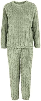 Fleece Pajamas Sets for Women Fall Winter Warm Soft Flannel 2 Piece Lounge Wear Ladies Cute Pius Size Fuzzy Sleepwear