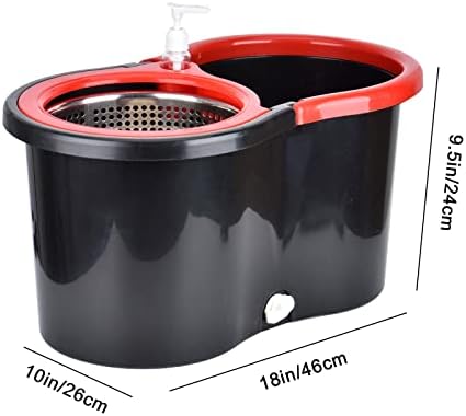 Mop and Bucket Set, 360° Spin Mop and Bucket with Wringer Set and 3 Microfiber Mop Refills, Stainless Steel 61" Extended Handle Spinning Mop Bucket System for Floor Cleaning