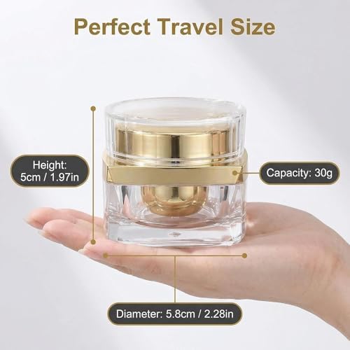 ericotry 1PCS 1oz 30g Upscale Empty Refillable Acrylic Cosmetic Cream Lotion Sample Bottles Jars Pot Container With Screw Lid and PP Liner Plastic Storage Containers for Domestic Use
