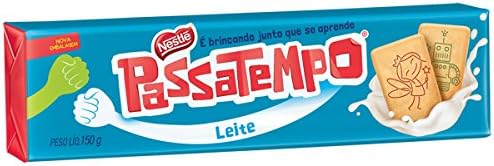 Passatempo Biscoito Sabor Leite 150g | Milk Flavored Cookie 5.29oz (Pack of 04)