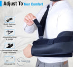 DR FRANKLYN'S Arm Sling Shoulder Immobilizer for Rotator Cuff Pain Relief, Surgery & Broken Arm- Shoulder Abduction Pillow for Injury Support - Brace Includes Pockets-Foam Stress Ball and Wedge