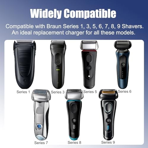 12V Charger Compatible with Braun Series 7 3 9 5 8 6 1 Shavers, Power Cord Replacement for S1 S3 S5 S6 S7 S8 S9 Electric Razor, 12V 400mA US Plug Wall Adapter + Cleaning Brush